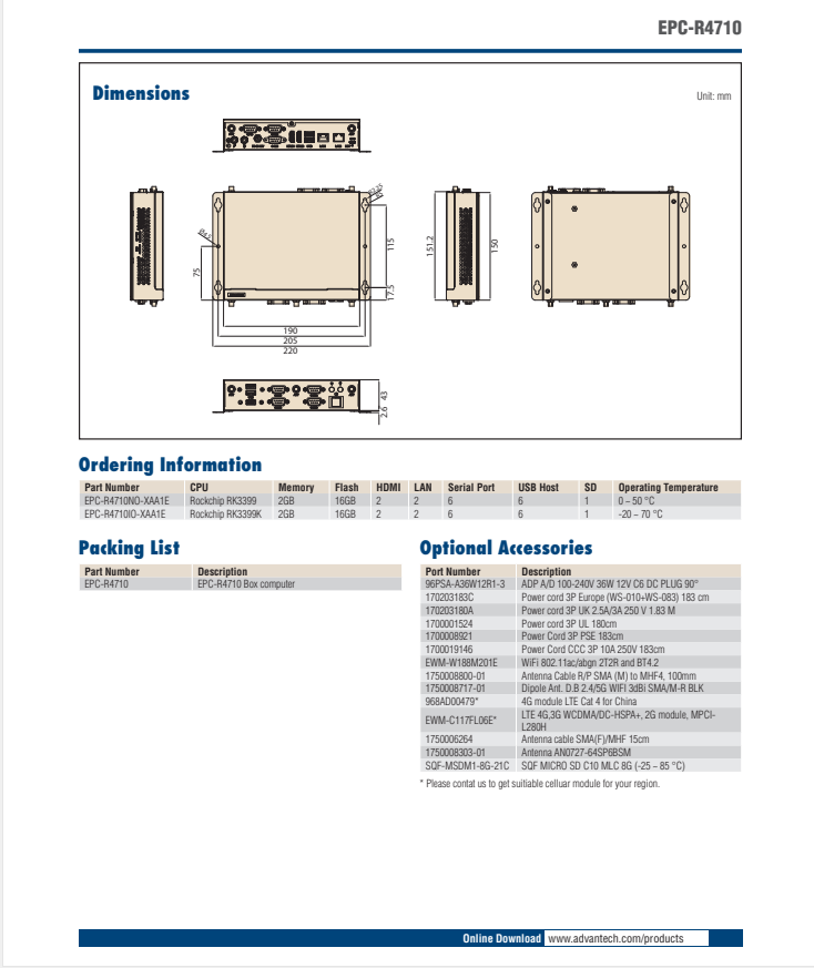 研華EPC-R4710 Rockchip RK3399 嵌入式工控機，