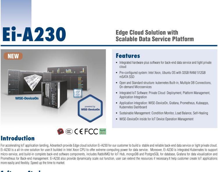 研華EI-A230 研華 EI-A230，邊緣計算系統(tǒng)服務(wù)器，搭載Intel Xeon E3-1275 V6 CPU，32GB RAM，512GB mSATA SSD，1T HDD *2，預(yù)裝Ubuntu 16.04操作系統(tǒng)。