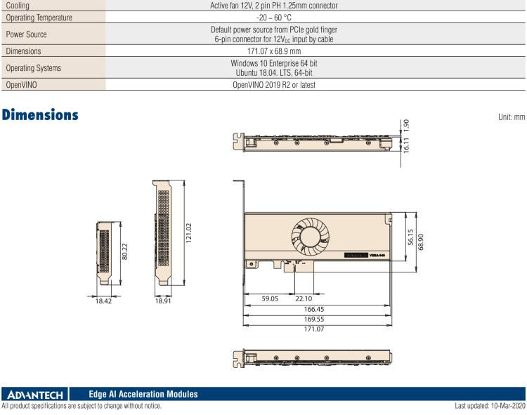 研華VEGA-340 基于Intel Movidius? Myriad? X VPU，PCIe x4 Edge AI 模塊，VPU*4 or VPU*8
