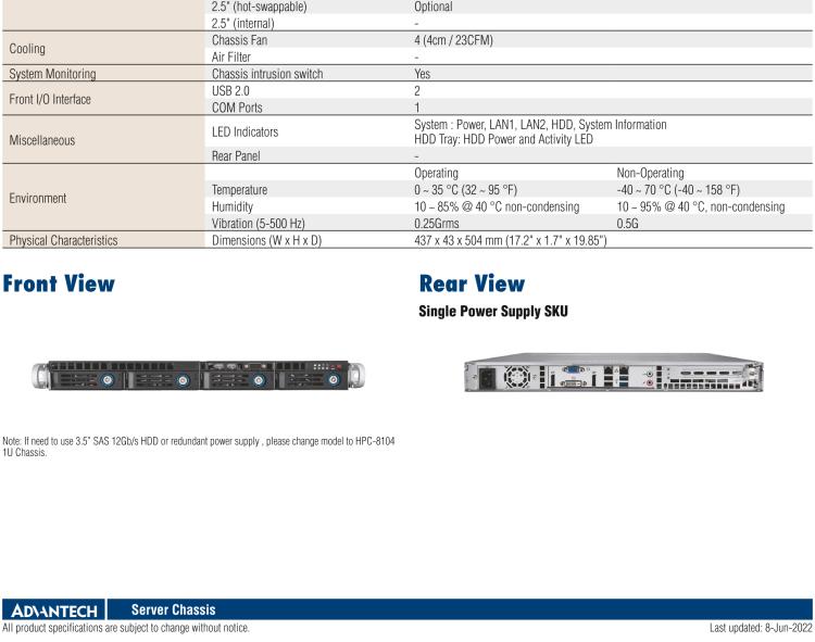 研華HPC-7140 1U 機(jī)架式服務(wù)器機(jī)箱，適用于 MicroATX/ATX 服務(wù)器主板，支持4個(gè)3.5"熱插拔盤位，1個(gè)全長/半長PCI-E x16擴(kuò)展插槽