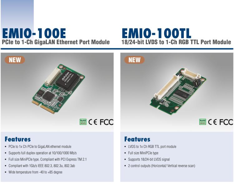 研華EMIO-100E GigaLAN 以太網(wǎng)模塊、1-Ch、PCIe I/F