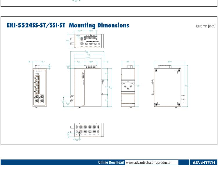 研華EKI-5524SSI 2光4電百兆ProView(組態(tài))系列工業(yè)以太網(wǎng)交換機(jī)(包含單模/多模、SC/ST接口)
