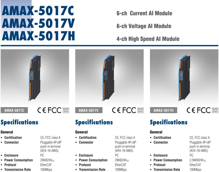 研華AMAX-5017H 4路高速模擬量輸入模塊，電壓 / 電流 4線 16位（插片式）