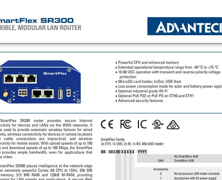 研華BB-SR30008120-SWH SmartFlex、LTE 路由器、5E、USB、2I/O、SD、PSE、SL、SWH