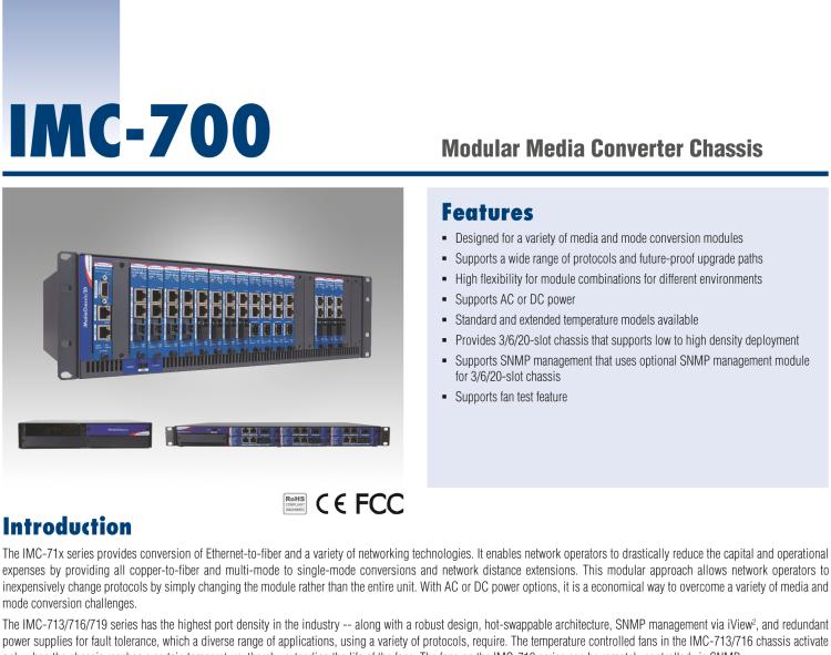 研華IMC-719-2AC 智能模塊化20插槽光電轉(zhuǎn)換器專用機箱，2交流電源，不帶電源線