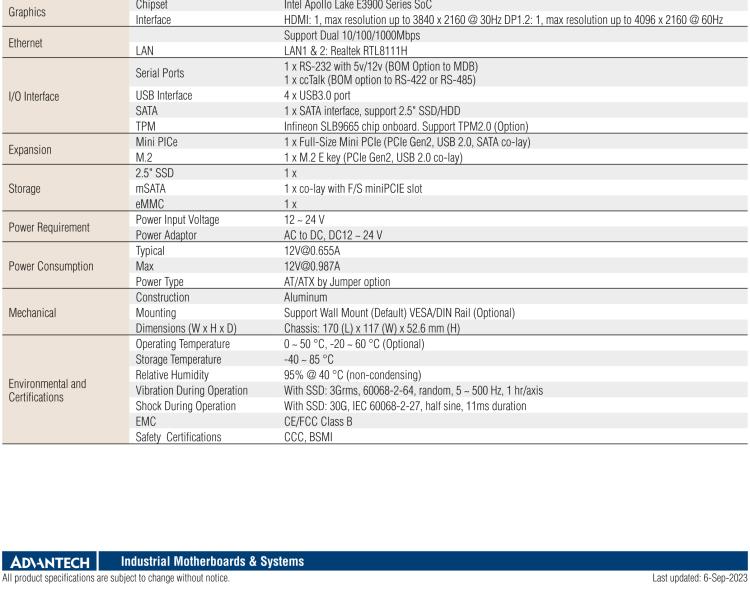 研華EPC-U2117 Intel Atom第六代Apollo Lake無風扇嵌入式工控機，板載eMMC，CANBUS