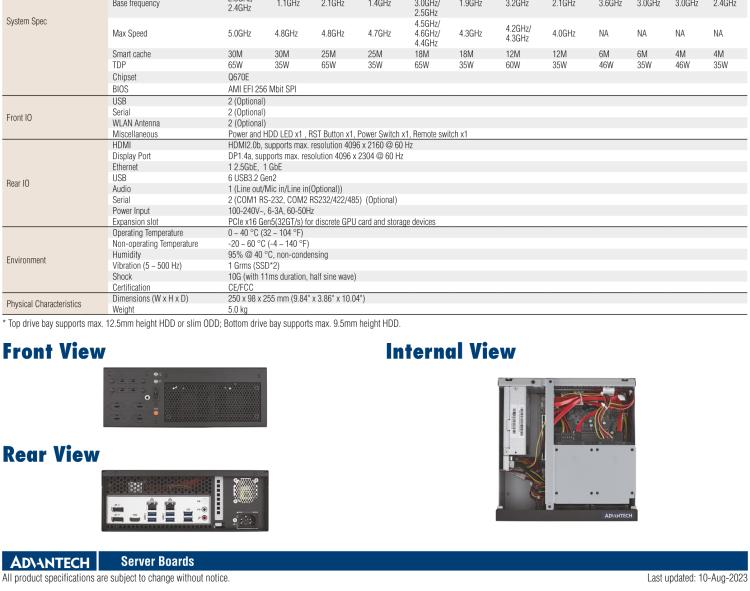 研華EPC-B2278 適配Intel 第12代 Core i 系列處理器，搭載Q670E芯片組。2U高度，精簡(jiǎn)尺寸，性能強(qiáng)勁，是小尺寸高性能場(chǎng)景的理想解決方案。
