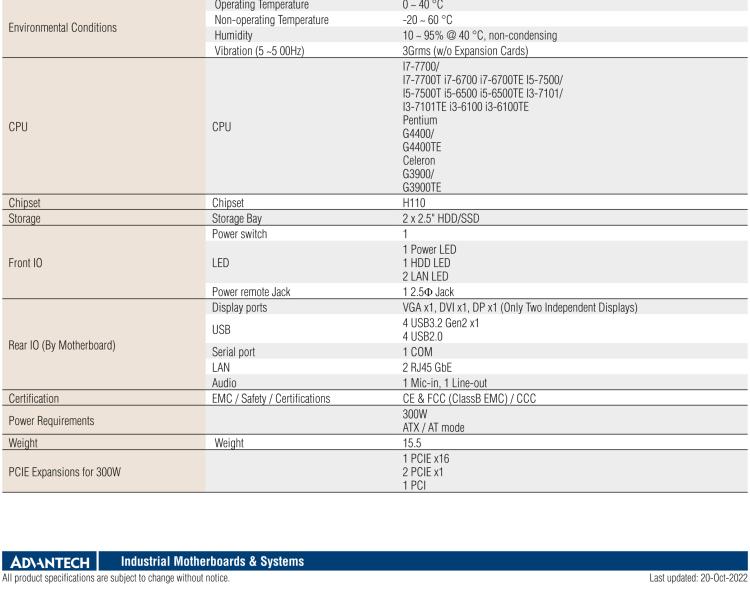 研華EPC-B5505 適配Intel? 第6/7代 Core ? i/Xeon E3系列處理器，搭載H110芯片組。標(biāo)準(zhǔn)4U上架，廣泛適用于各種行業(yè)。