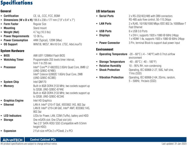研華UNO-3285C 搭配Intel? Core?處理器，4×PCI(e) 擴(kuò)展槽，2 x GbE, 2 x mPCIe, HDMI, DVI-I