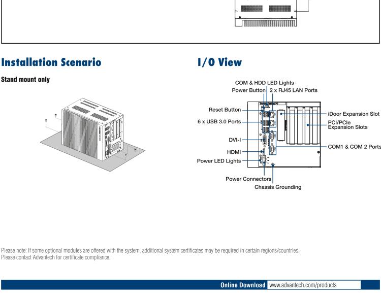 研華UNO-3285C 搭配Intel? Core?處理器，4×PCI(e) 擴(kuò)展槽，2 x GbE, 2 x mPCIe, HDMI, DVI-I