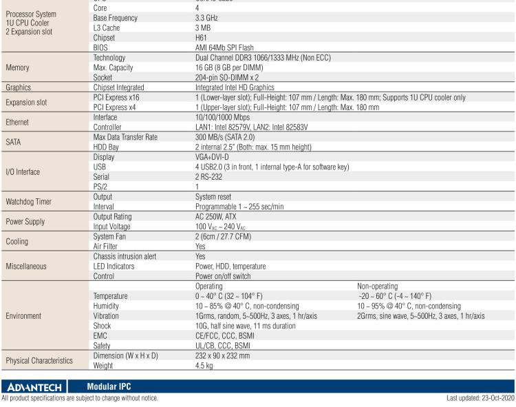 研華AiMC-3200 智能微型工控機(jī)，Intel Core i7/i5/i3 CPU,2 擴(kuò)展槽，250W 80 Plus PSU