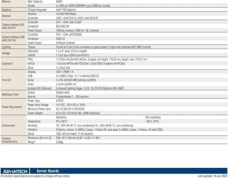 研華AIIS-3411 緊湊型視覺(jué)系統(tǒng)，支持Intel? 第10代 Core i CPU, 4路攝像頭支持 GigE PoE或 USB 3.0接口, PCIe擴(kuò)展槽, 支持4路光源和隔離DIO
