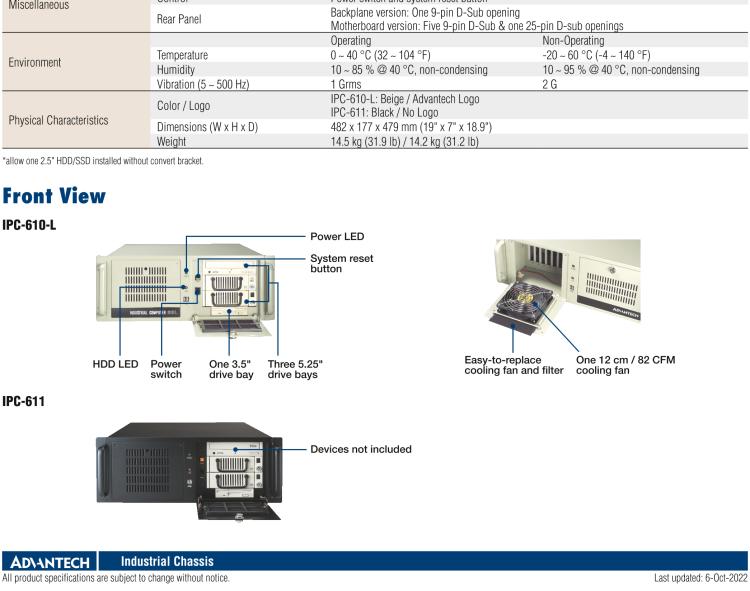 研華IPC-610-L 4U 15槽上架式機(jī)箱，支持前部可訪問(wèn)風(fēng)扇