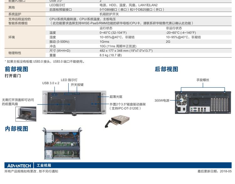 研華IPC-941 348mm深度緊湊型4U機(jī)架式機(jī)箱，支持ATX主板