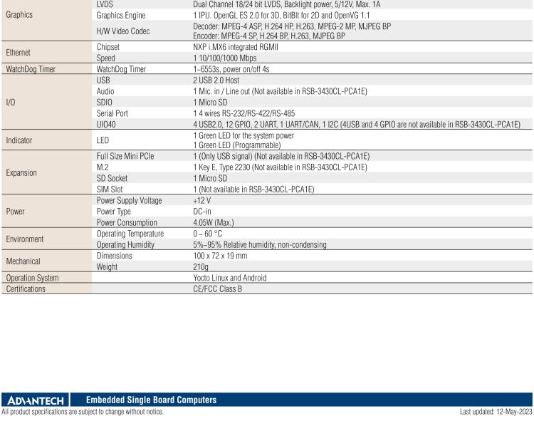 研華RSB-3430 基于NXP Arm Cortex-A9 i.MX6平臺,精簡功能的2.5寸緊湊型單板電腦。搭配UIO20/40可快速擴展各種外設接口