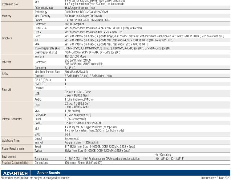 研華AIMB-277 適配Intel? 第10代 Core? i 系列處理器，搭載Q470E芯片組。性能強(qiáng)勁，適用于高端應(yīng)用領(lǐng)域。