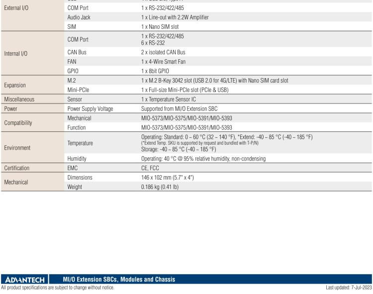 研華MIOe-260 M.2 B-key，高速 miniPCIe，雙Intel LAN，4個(gè)USB2.0、8個(gè)COM