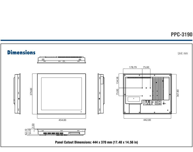 研華PPC-3190-RE4BE 19" 無(wú)風(fēng)扇工業(yè)平板電腦, 搭載 Intel? Atom? E3845 四核心處理器