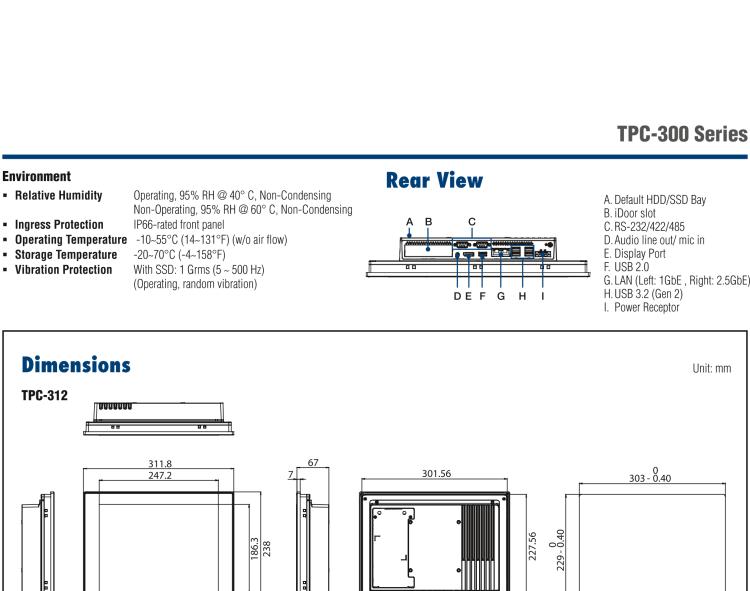 研華TPC-315 15英寸XGA TFT LED LCD觸摸屏電腦，搭載第八代Intel?Core? i3/ i5/ i7處理器，內(nèi)置8G DDR4 RAM
