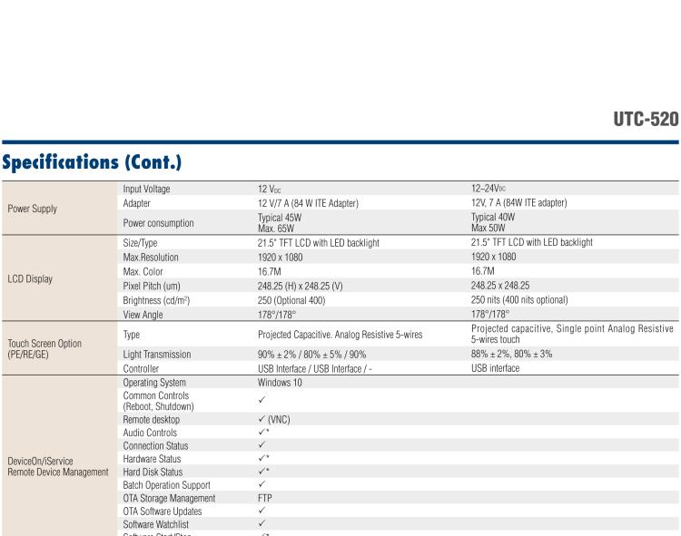 研華UTC-520F 21.5" 多功能觸控一體機(jī)，內(nèi)置Intel? Skylake Core? i5-6300U處理器