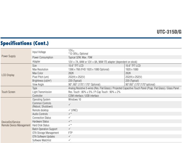 研華UTC-315G 15.6" 多功能觸控一體機(jī)，內(nèi)置 Intel? Pentium? N4200/Celeron? N3350 處理器