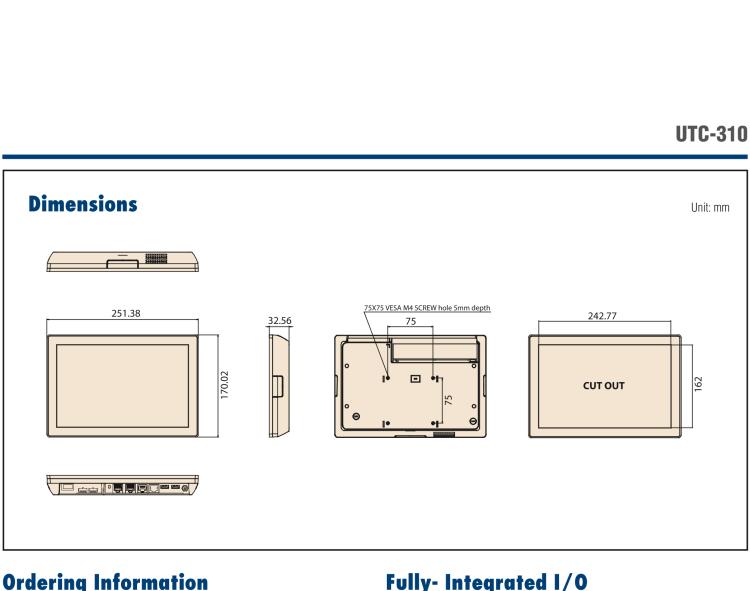 研華UTC-310G 10.1" 多功能觸控一體機(jī)，Intel? Celeron? N3350/Pentium? N4200 處理器