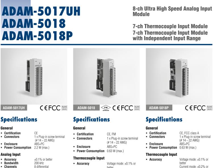 研華ADAM-5018P 7通道熱電偶輸入模塊，具獨(dú)立輸入范圍