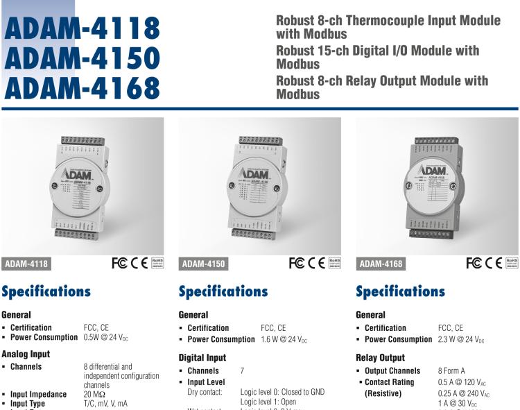 研華ADAM-4118 堅固型8路熱電偶輸入模塊，帶Modbus
