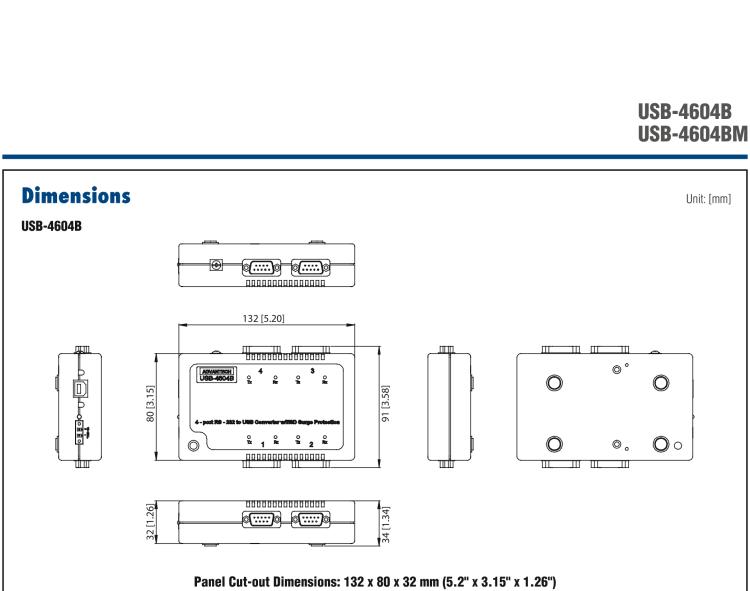 研華USB-4604BM USB轉(zhuǎn)4端口RS-232/422/485 轉(zhuǎn)換器，帶浪涌保護(hù)