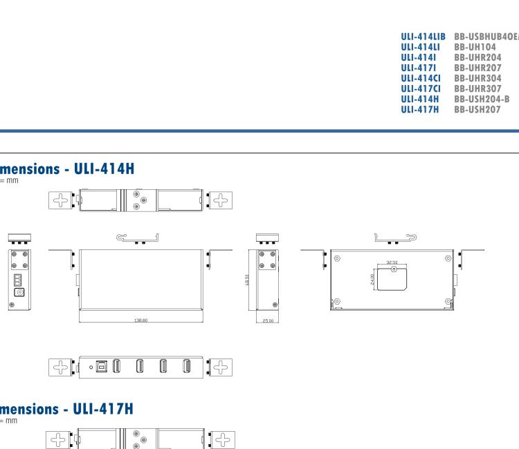 研華BB-USBHUB4OEM ULI-414LIB-工業(yè)USB 2.0集線器，4端口，高穩(wěn)固力連接器