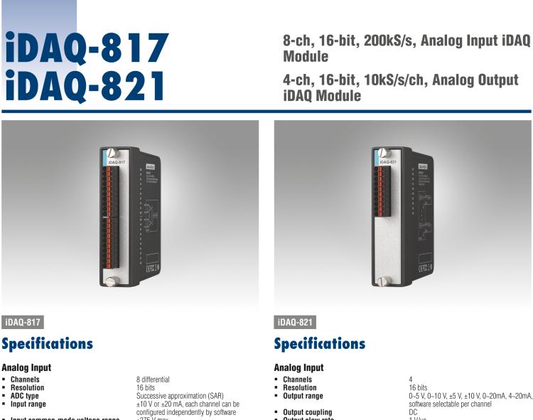 研華iDAQ-821 10kS/s、16 位、4 通道 模擬 輸出 iDAQ 模塊