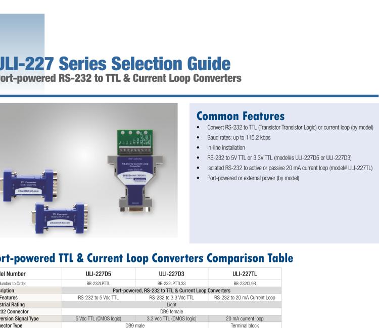 研華BB-232LPTTL ULI-227D5 RS-232（DB9母頭）至5V TTL（DB9公頭）轉(zhuǎn)換器，端口供電