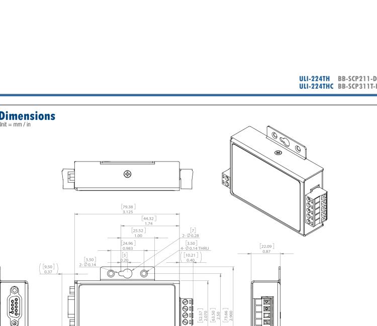 研華BB-485BAT3 ULI-224TB RS-232（DB9母頭至RS-422/485（接線端子）轉(zhuǎn)換器，電池供電
