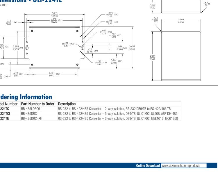 研華BB-485BAT3 ULI-224TB RS-232（DB9母頭至RS-422/485（接線端子）轉(zhuǎn)換器，電池供電